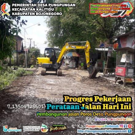 Progress Perataan Jalan Poros Desa Pungpungan