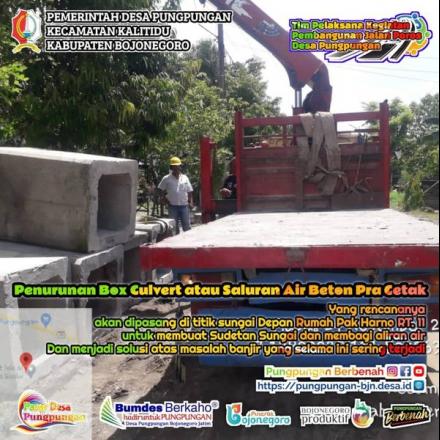 Penurunan Box Culvert atau Saluran Air Beton Pra Cetak