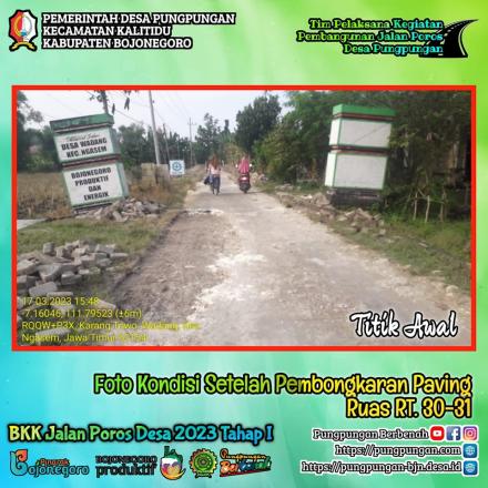 PUNGPUNGAN: PENAMPAKAN JALAN SETELAH PEMBONGKARAN PAVING DI RT.030-031 RW.004