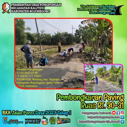 PUNGPUNGAN : PROSES PEMBONGKARAN PAVING DI RT.30-31 RW.04