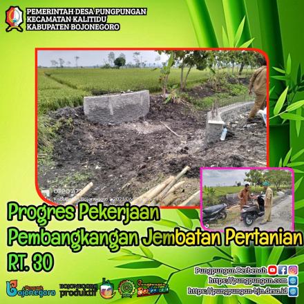 PUNGPUNGAN: PROGRES PEMBANGUNAN JEMBATAN PERTANIAN RT.30 RW.04